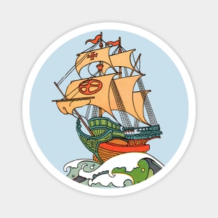 Retro Pirate Ship Magnet